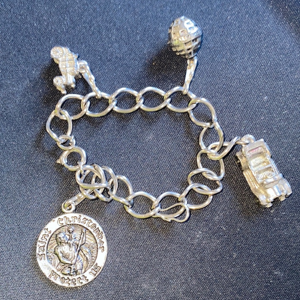 Charm Bracelet vintage Cars St Christopher charm Vintage